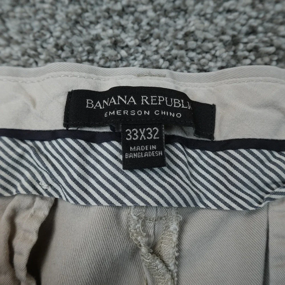 Banana Republic Pants Mens 33X32 Beige Khaki Tan Emerson Chino Trouser Straight